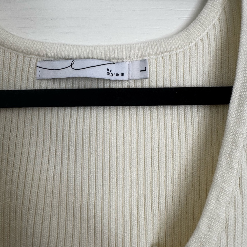 Cream Ribbed Sleeveless Top - Picture 2 of 3